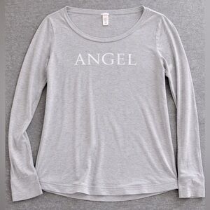 Victoria's Secret Light Gray 'ANGEL' Long-Sleeve Tee